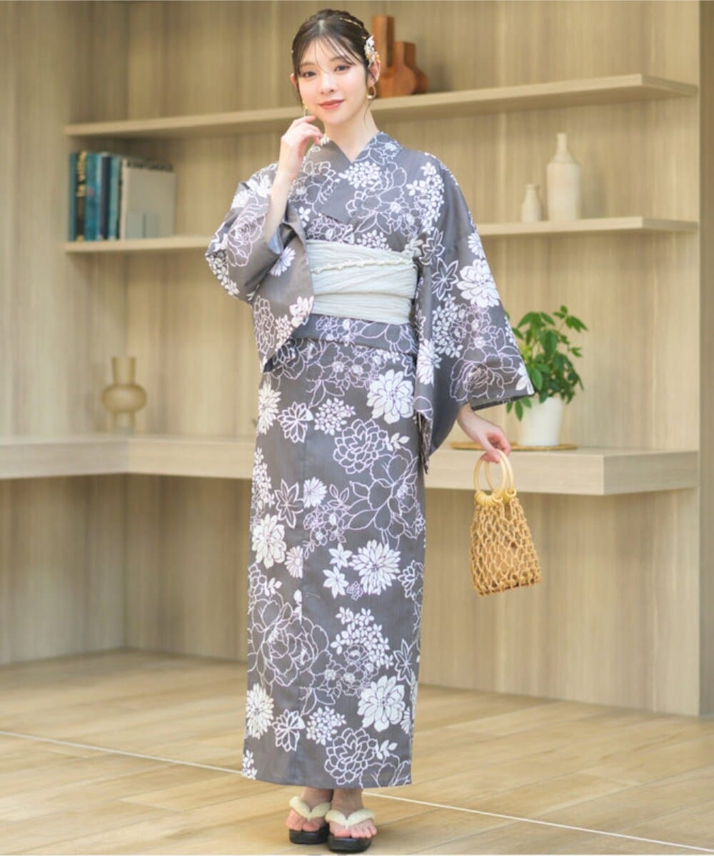 【CELEN】浴衣 ゆらめき牡丹 下駄付き5点セット 下駄つき浴衣5点セット ゆらめき牡丹 (浴衣 兵児帯 腰紐2本 下駄