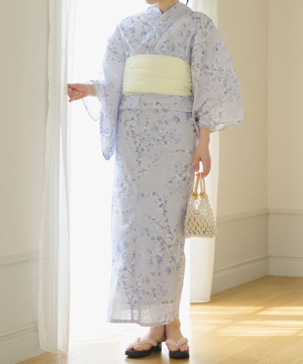 下駄つき浴衣5点セット ゆらめき牡丹 (浴衣 兵児帯 腰紐2本 下駄