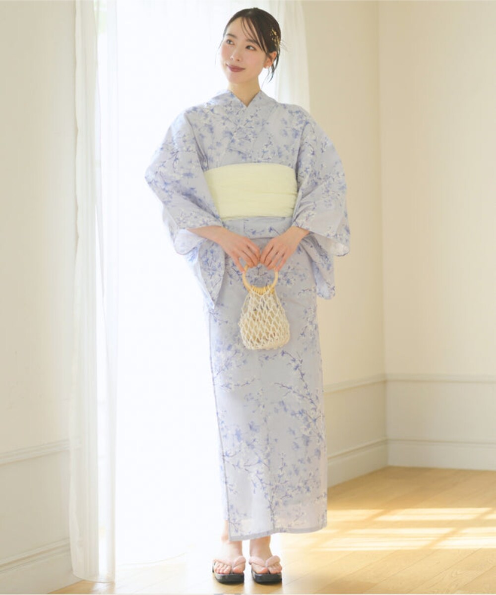 下駄つき浴衣5点セット 月下の百合調べ (浴衣 兵児帯 腰紐2本