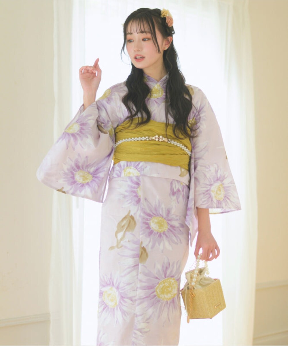 花柄ピンク浴衣・帯セット 二部式浴衣 桃霞 夏のきもの・ゆかた