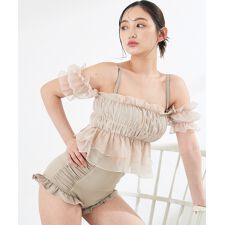 セレン(CELEN)の水着 チュールフレアスイムウェア オフショルダーハイウエストビキニ