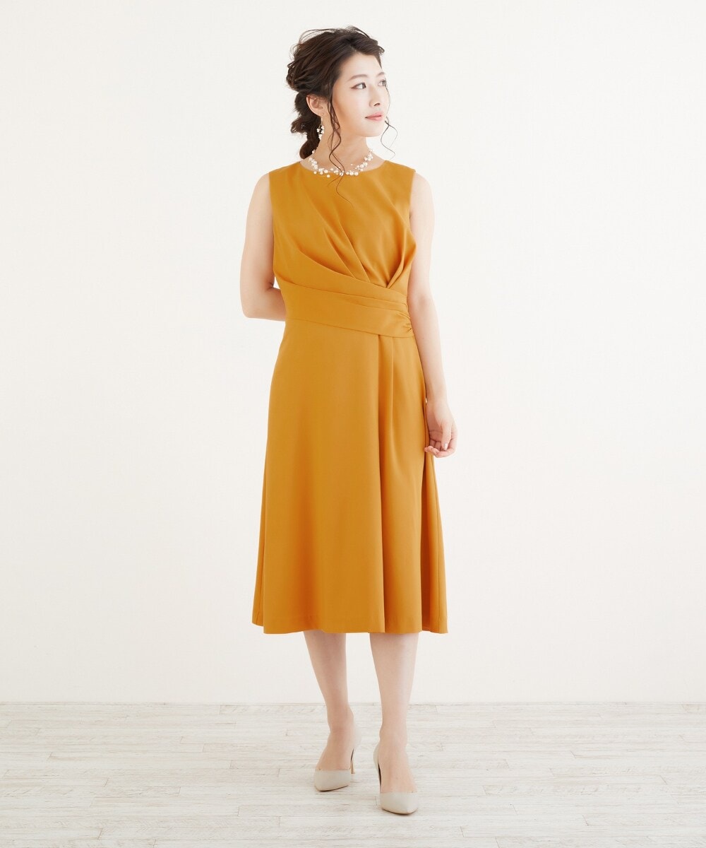 SALE【美品】 結婚式 二次会 ワンピース くすみイエロー SALE【美品】 結婚式 二次会 ワンピース くすみイエロー
