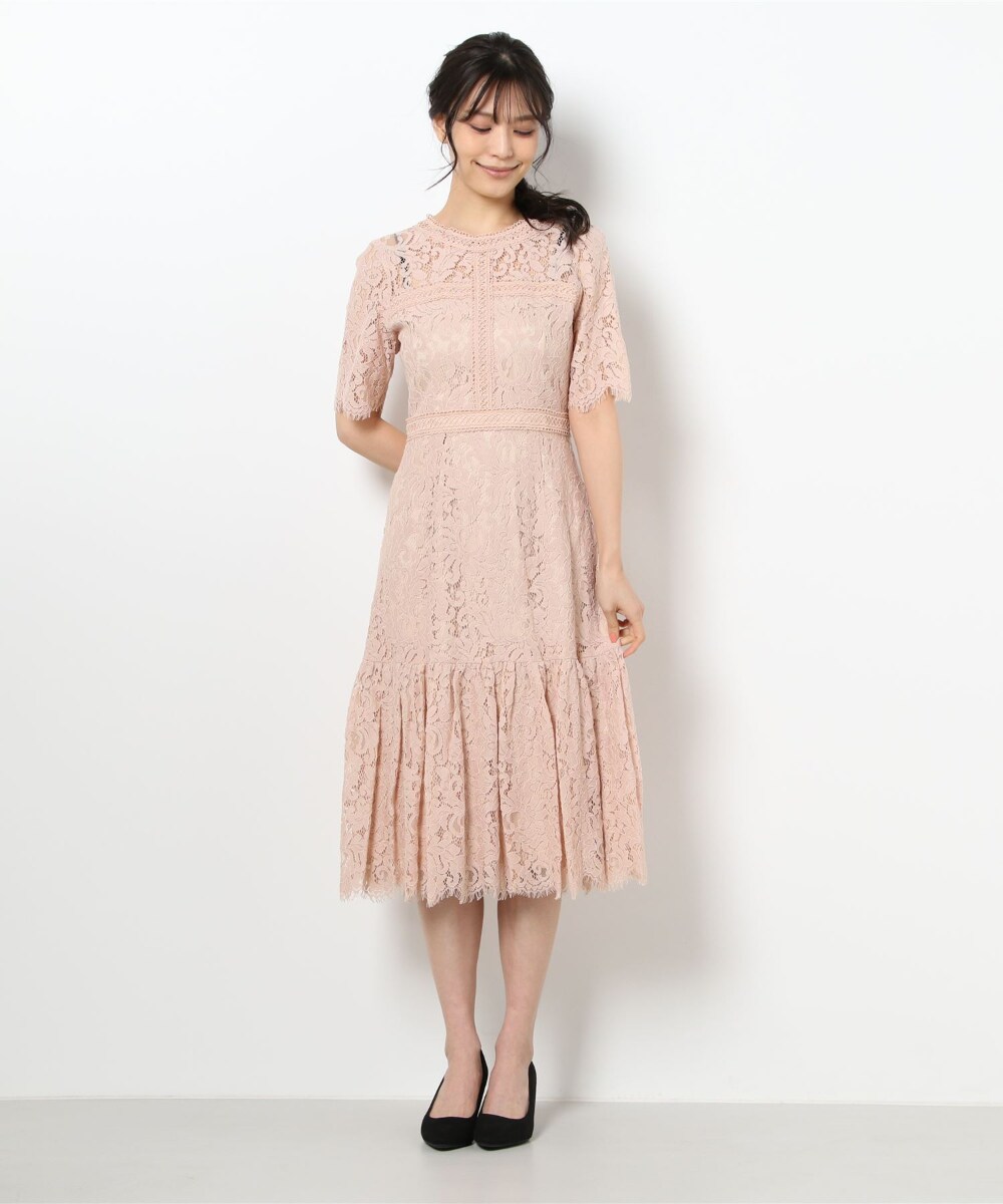 花柄シアーレース使いクロスはしごレースxチュール切替