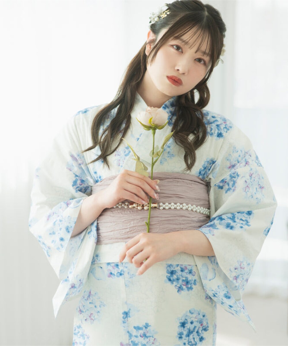 浴衣4点セット 紫陽花の幻想 (浴衣 兵児帯 腰紐2本) | セレン