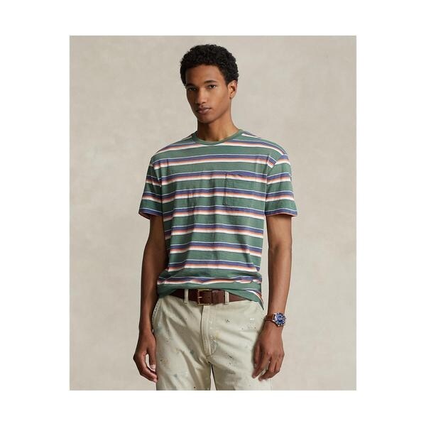 新作【Polo Ralph Lauren】大人気の ストライプ ☆ ジャージーT ストライプド ロゴ コットン ジャージー Tシャツ | ラルフ