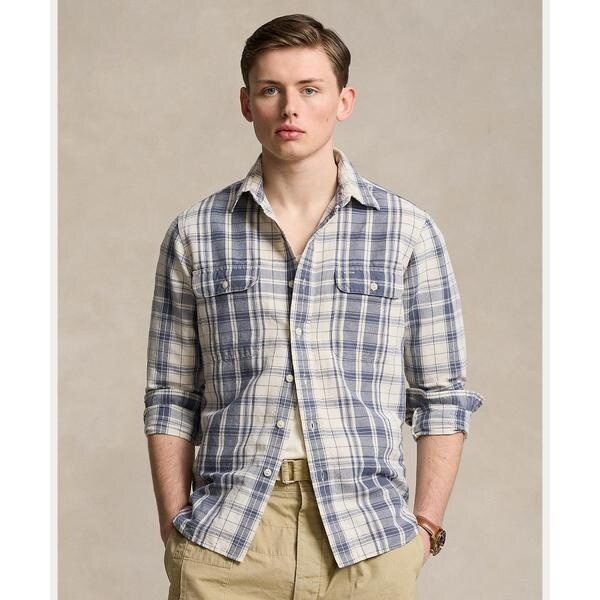 POLORALPHLAUREN クラシックフィット チェック リネンシャツ S クラシック フィット チェック リネンコットン シャツ | ラルフ