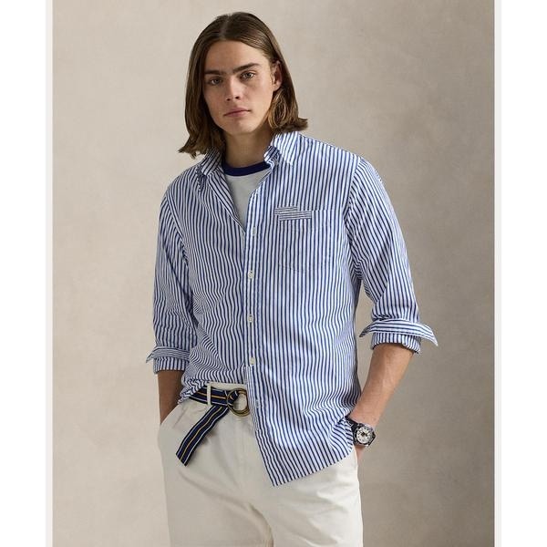【美品】POLO RALPH LAUREN リネンシャツ ストライプ クラシック フィット ストライプド リネン シャツ