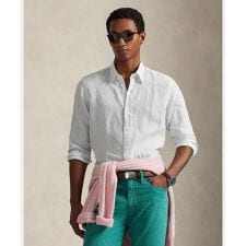 クラシック フィット ストライプド リネン シャツ