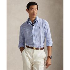 クラシック フィット ストライプド リネン シャツ