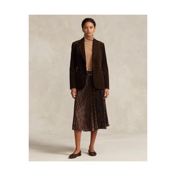 プリーテッド プラッド クレープ Aライン ミディ スカート | ポロ