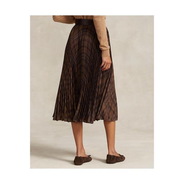 プリーテッド プラッド クレープ Aライン ミディ スカート | ポロ