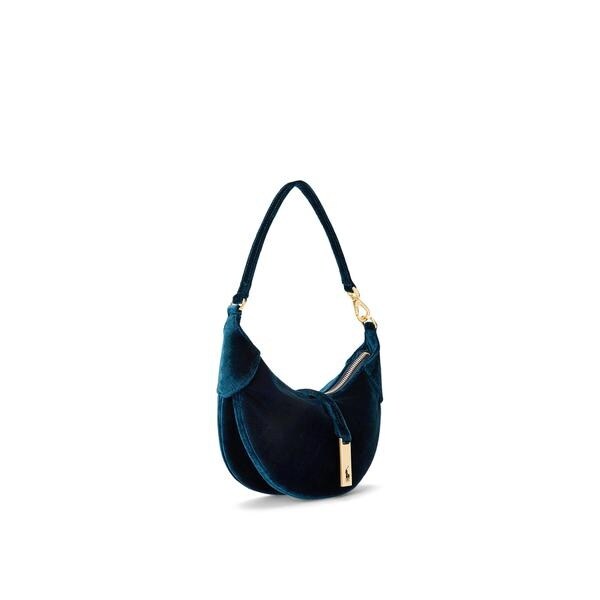 ラルフローレンPolo ID ベルベット ミニ ショルダー バッグ ブルー