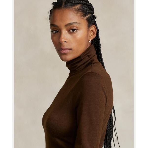 ウールブレンド ジャージー タートルネック ミディ ドレス | ポロ