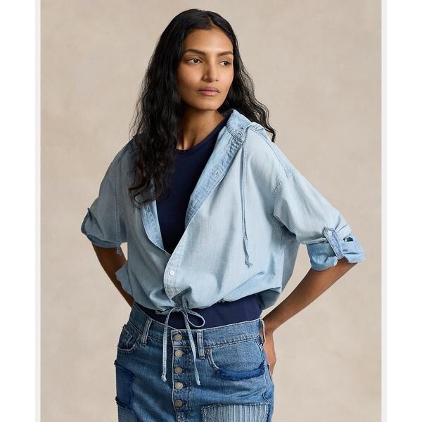 POLO RALPH LAUREN ドローストリング シャンブレー フーデッド ドローストリング シャンブレー フーデッド シャツ | ポロ ラルフ