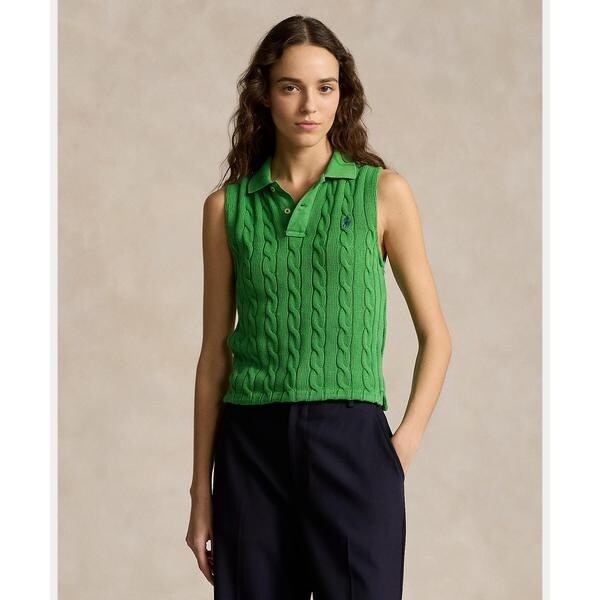 美品　POLO RALPH LAUREN クロップドポロシャツ　ケーブルニット ケーブルニット クロップド ポロシャツ | ラルフ ローレン公式