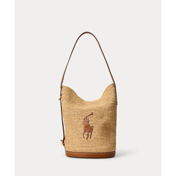 POLO RALPH LAUREN ポロラルフローレン バケットバッグ ラフィア ポニー ラフィア Bellport スリング バケット バッグ | ポロ ラルフ