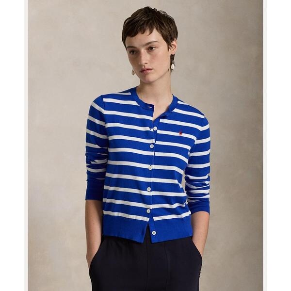 新品♡ラルフローレン♡ ストライプド ベルテッド コットンブレンド カーディガン ストライプド コットンブレンド カーディガン | ポロ ラルフ
