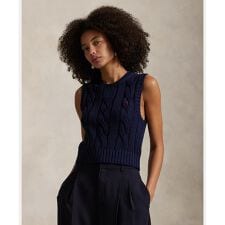 ケーブルニット コットン クロップド ベスト