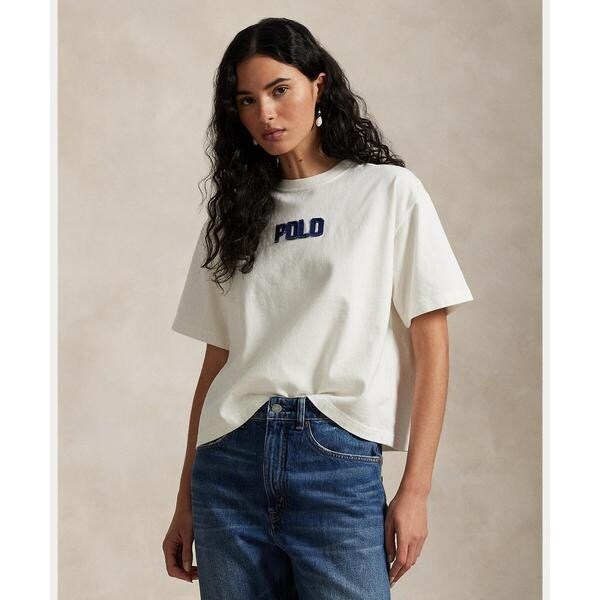 【RRL】コットンジャージー ロゴ刺繍 クルーネック 半袖 Tシャツ コットン ジャージー クルーネック Tシャツ（Tシャツ/カットソー