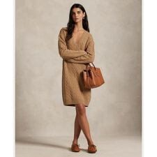 ケーブル ウールカシミヤ Vネック セーター ドレス