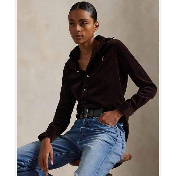 ストレッチ スリム フィット コットン コーデュロイ シャツ | ポロ