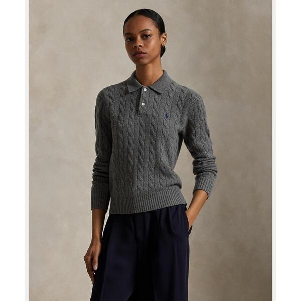 ケーブルニット ウールカシミヤ ポロ セーター | ポロ ラルフ
