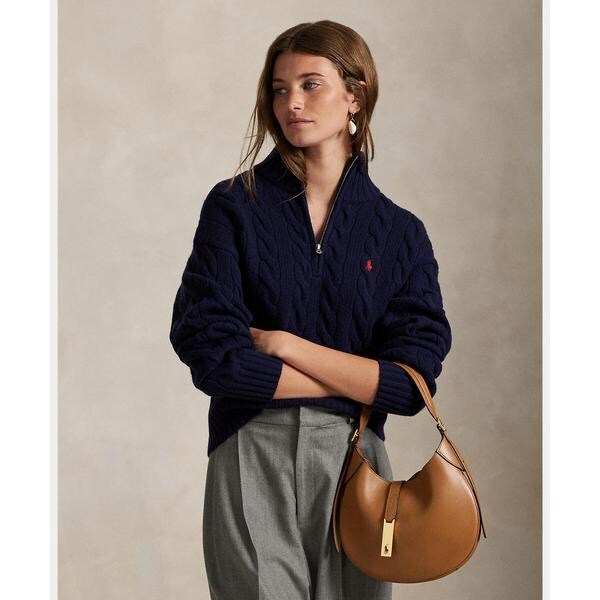 ポロラルフローレン ウール　ハーフジップ　セーター　現行品　サイズM ケーブル ウールカシミヤ ハーフジップ セーター | ポロ ラルフ