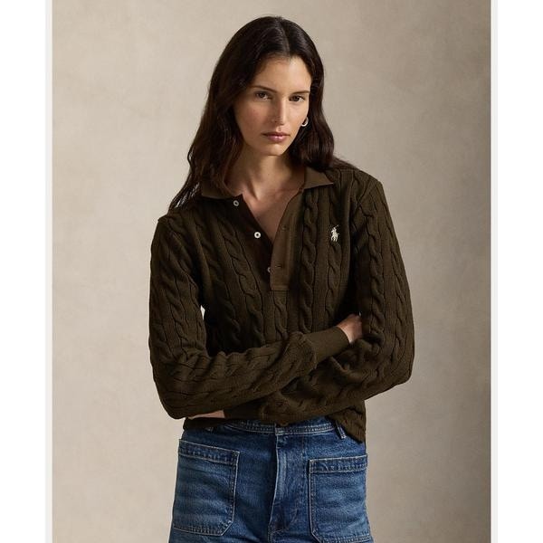 ケーブルニット コットン ロングスリーブ ポロシャツ | ポロ ラルフ