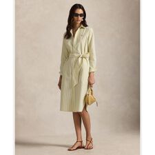 ストライプド コットン オックスフォード ベルテッド シャツドレス