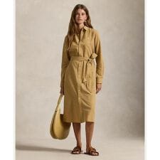 コットンリネン ベルテッド シャツドレス