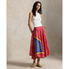 プリント コットン ラップ スカート