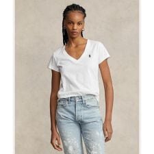 コットン ジャージー Vネック Tシャツ