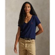 コットン ジャージー Vネック Tシャツ