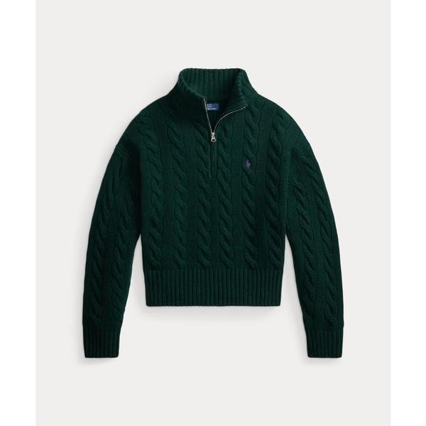 RALPH LAUREN セットアップ　ウール　カシミヤ ケーブル ウールカシミヤ ハーフジップ セーター | ポロ ラルフ