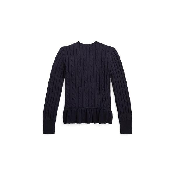 ガールズ 7才～16才)ケーブルニット コットン ペプラム カーディガン