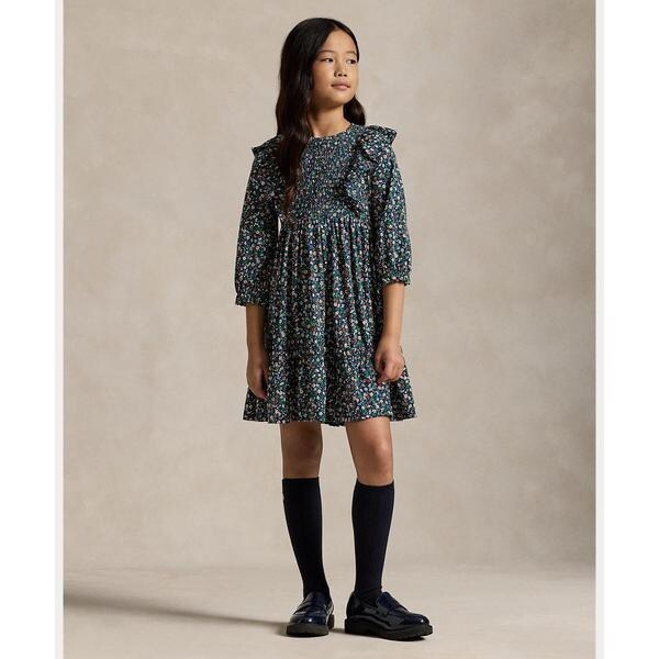 ガールズ 7才~16才)フローラル スモックド コットン ジャージー ガールズ 7才~16才)フローラル スモックド コットン ジャージー