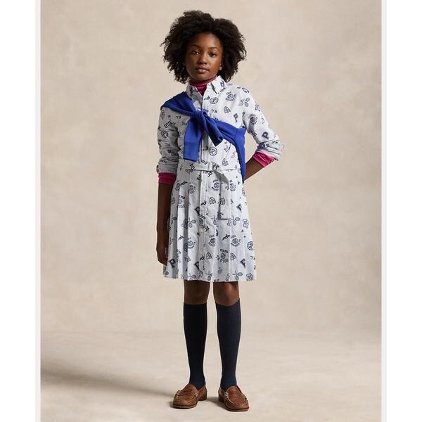 ガールズ 7才～16才)プリーテッド グラフィック コットン オックス