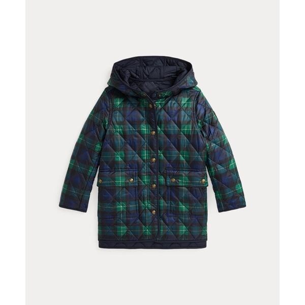 ガールズ 2才～6才)チェック キルティング リバーシブル フーデッド