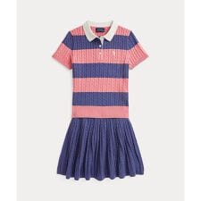 (ガールズ 7才～16才)ケーブル コットン Polo セーター & スカート セット