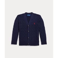 (ボーイズ 2才～7才)ケーブルニット コットン Vネック カーディガン