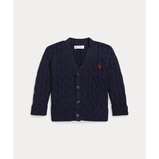 (ベビー)ケーブルニット コットン Vネック カーディガン