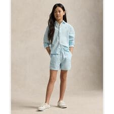 (ガールズ 7才～16才)ストライプド リネンコットン ショートパンツ