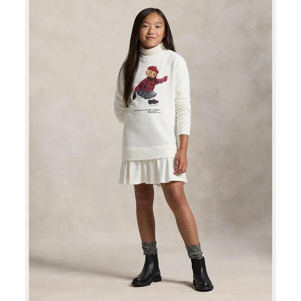 POLO RALPH LAUREN 8〜10歳  M ベア ワンピース グレー ベビー)ストライプド ニット オックスフォード ドレス （ミニ丈