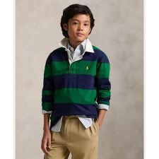(ボーイズ 8才～20才)ストライプド コットン ジャージー ラグビー シャツ