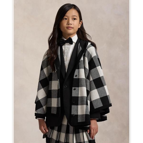 新品タグ付き　ポロラルフローレン　キッズ　ウール　ポンチョ　チェック　コート ガールズ 7才～16才)チェック ウール フーデッド ポンチョ