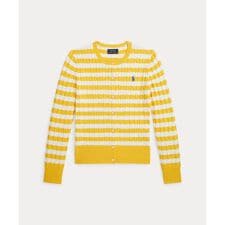 (ガールズ 7才～16才)ストライプド ミニケーブル コットン カーディガン