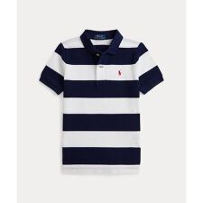(ボーイズ 2才～7才)ストライプド コットン メッシュ ポロシャツ