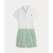 (ベビー)ニット オックスフォード シャツ & シアサッカー ショートパンツ