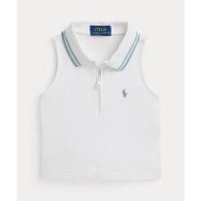 (ガールズ 2才～6才)ストレッチ メッシュ ハーフジップ ボクシー ポロシャ