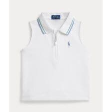 (ガールズ 7才～16才)ストレッチ メッシュ ハーフジップ ボクシー ポロシャ